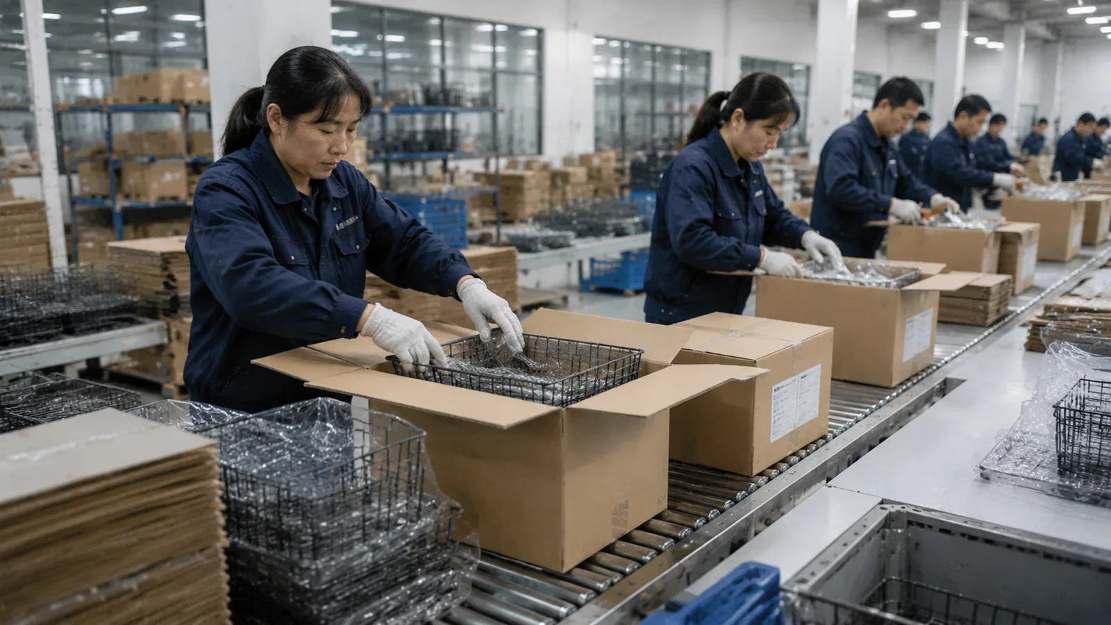 Export packing workshop Sunrise export packing workshop for metal baskets