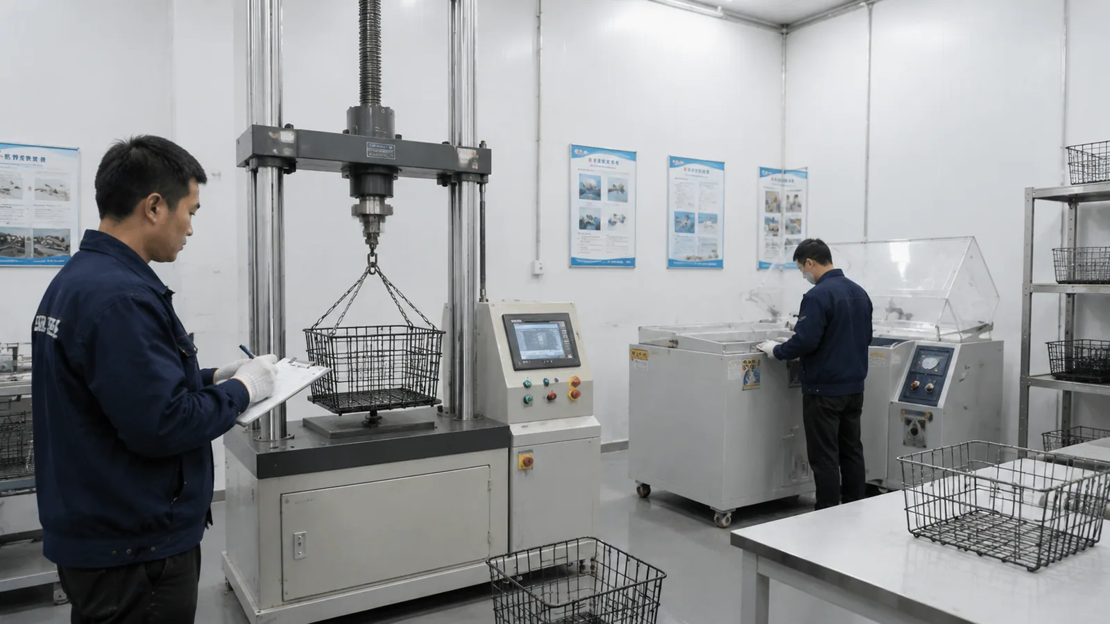 Quality inspection for metal baskets Quality and load inspection for Sunrise metal baskets